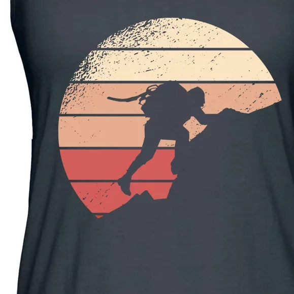 Mountain Climber Retro Sunset Ladies Essential Flowy Tank