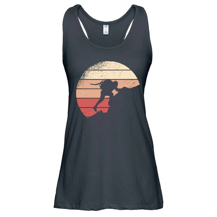 Mountain Climber Retro Sunset Ladies Essential Flowy Tank