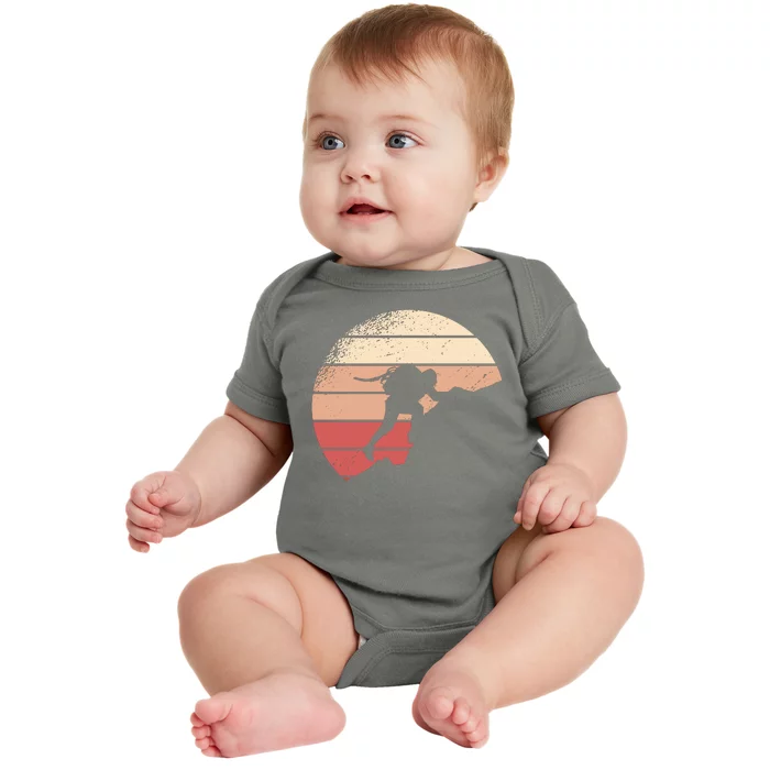 Mountain Climber Retro Sunset Baby Bodysuit