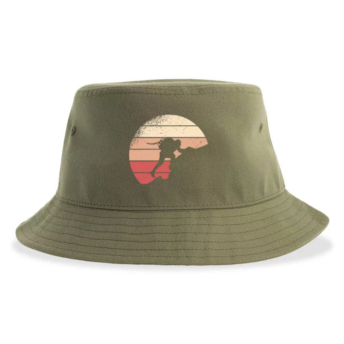 Mountain Climber Retro Sunset Sustainable Bucket Hat