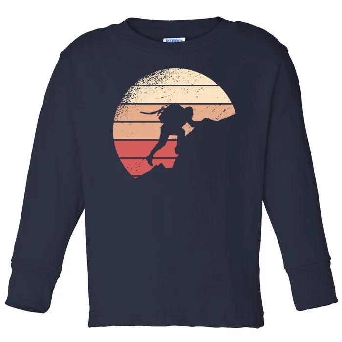 Mountain Climber Retro Sunset Toddler Long Sleeve Shirt