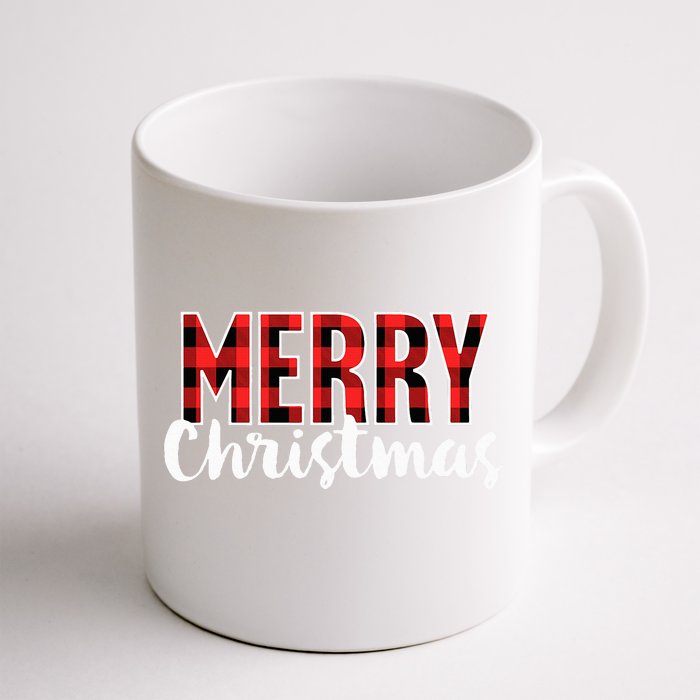 Merry Christmas  Red Buffalo Plaid Xmas Front & Back Coffee Mug