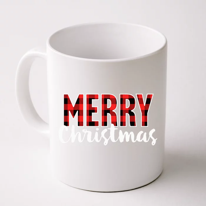 Merry Christmas  Red Buffalo Plaid Xmas Front & Back Coffee Mug