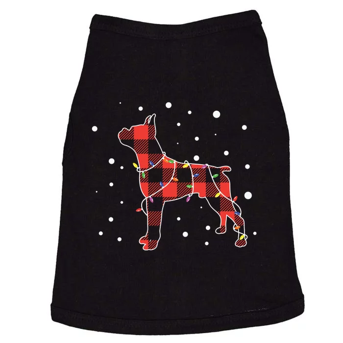 Merry Christmas Red Plaid Pitbull, Snowman, Christmas Lights, Christmas Tree Doggie Tank