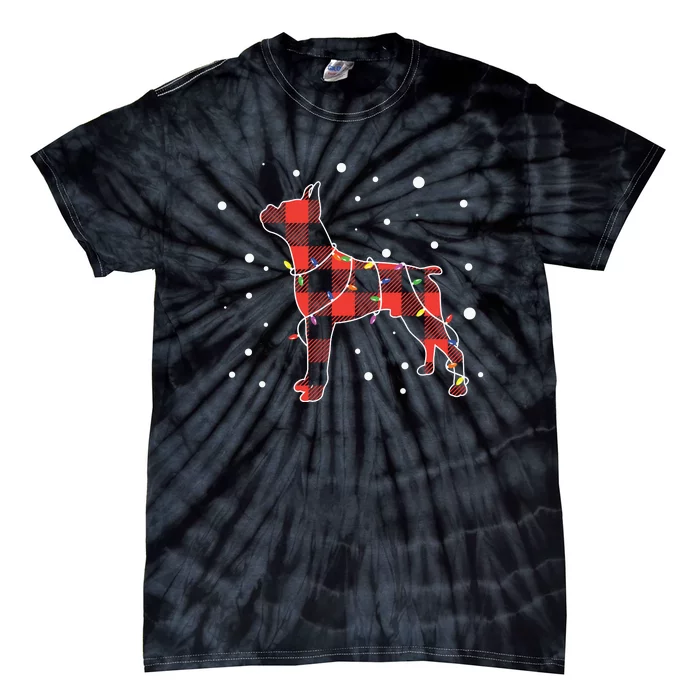 Merry Christmas Red Plaid Pitbull, Snowman, Christmas Lights, Christmas Tree Tie-Dye T-Shirt