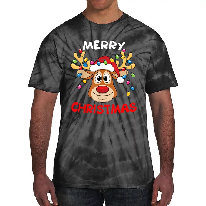 Merry Christmas Reindeer Xmas Family Tie-Dye T-Shirt