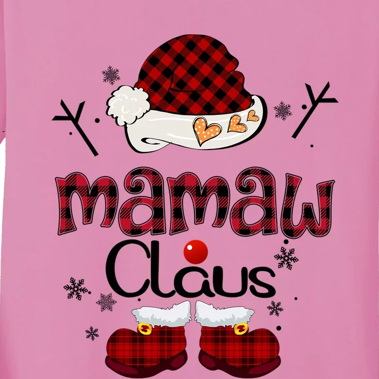 Mamaw Claus Red Plaid Grandma Gift Great Gift Kids Long Sleeve Shirt