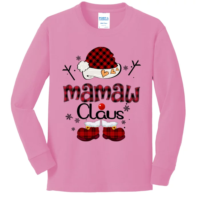 Mamaw Claus Red Plaid Grandma Gift Great Gift Kids Long Sleeve Shirt