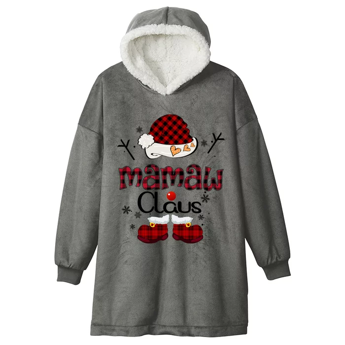 Mamaw Claus Red Plaid Grandma Gift Great Gift Hooded Wearable Blanket