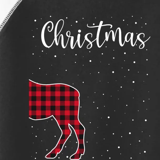 Merry Christmas Red Plaid Buffalo Moose Couples Matching Toddler Fine Jersey T-Shirt