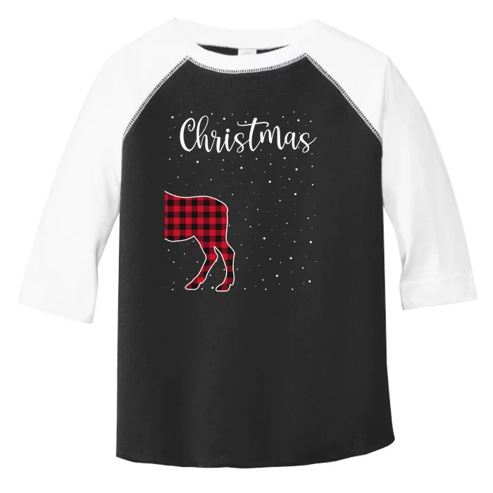 Merry Christmas Red Plaid Buffalo Moose Couples Matching Toddler Fine Jersey T-Shirt