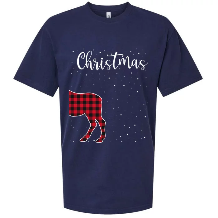 Merry Christmas Red Plaid Buffalo Moose Couples Matching Sueded Cloud Jersey T-Shirt