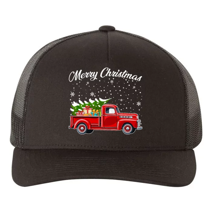 Merry Christmas Red Truck Xmas Yupoong Adult 5-Panel Trucker Hat