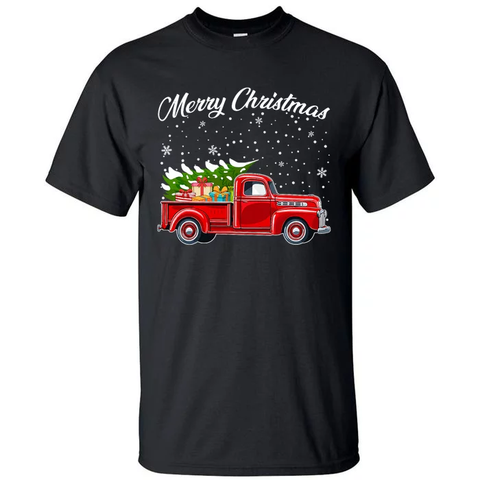 Merry Christmas Red Truck Xmas Tall T-Shirt