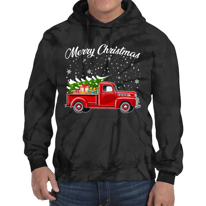 Merry Christmas Red Truck Xmas Tie Dye Hoodie