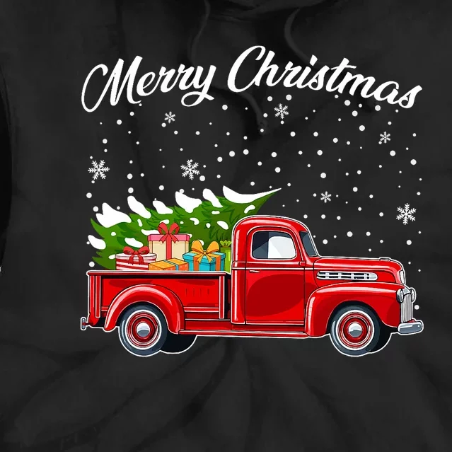 Merry Christmas Red Truck Xmas Tie Dye Hoodie