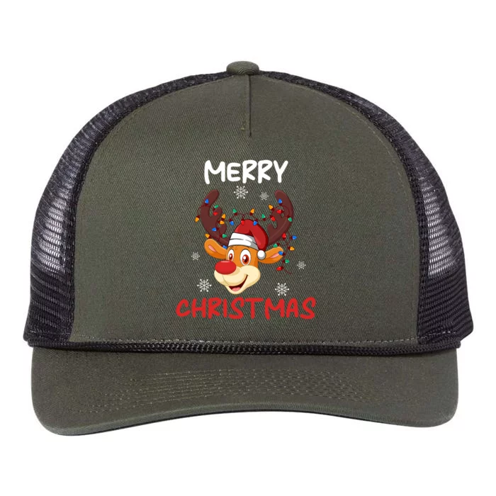 Merry Christmas Reindeer Family Group Matching Christmas Retro Rope Trucker Hat Cap