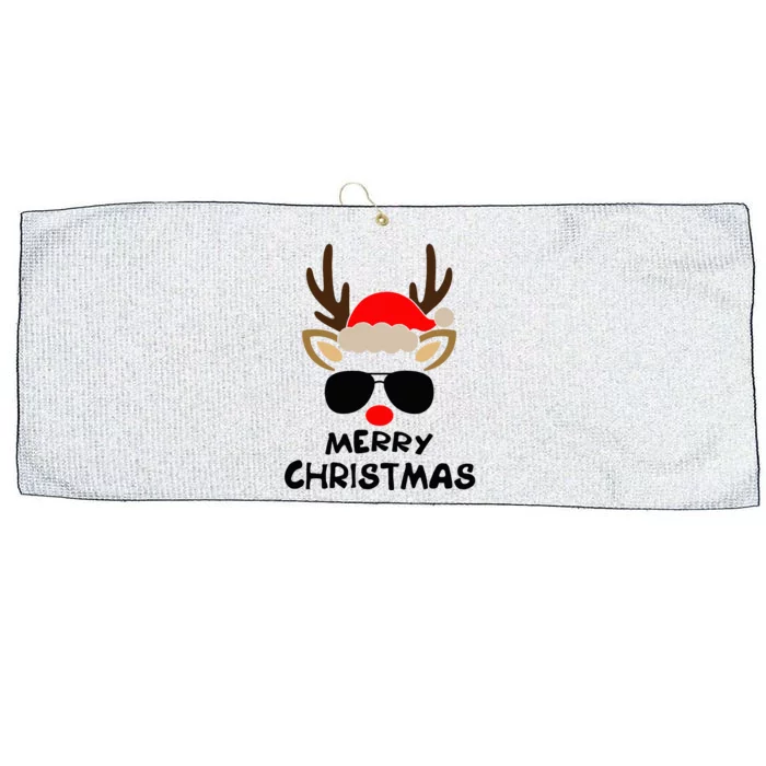 Merry Christmas Reindeer Xmas Family Large Microfiber Waffle Golf Towel