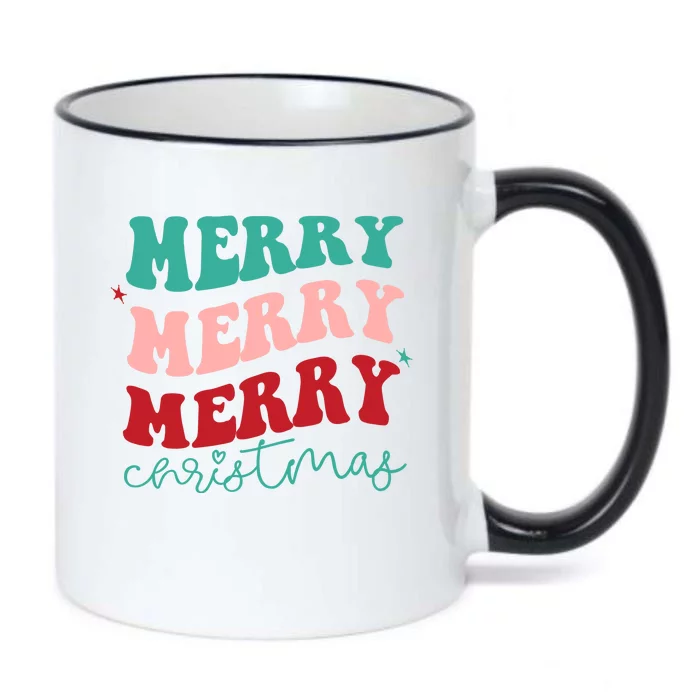 Merry Christmas Retro Fun Holiday Black Color Changing Mug