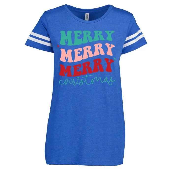 Merry Christmas Retro Fun Holiday Enza Ladies Jersey Football T-Shirt