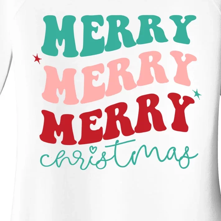 Merry Christmas Retro Fun Holiday Women's Perfect Tri Tunic Long Sleeve Shirt