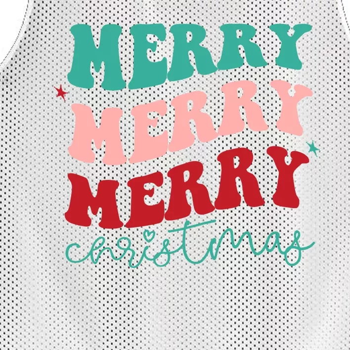 Merry Christmas Retro Fun Holiday Mesh Reversible Basketball Jersey Tank