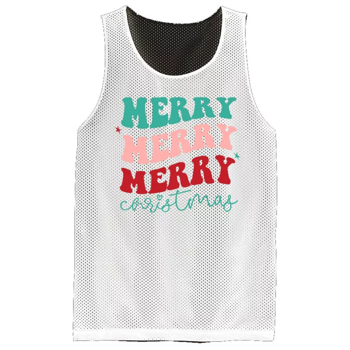 Merry Christmas Retro Fun Holiday Mesh Reversible Basketball Jersey Tank