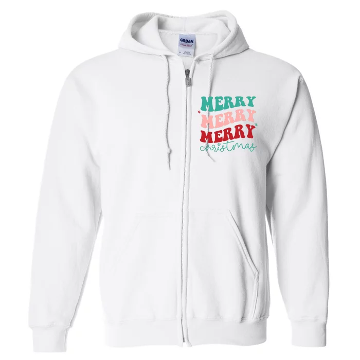 Merry Christmas Retro Fun Holiday Full Zip Hoodie