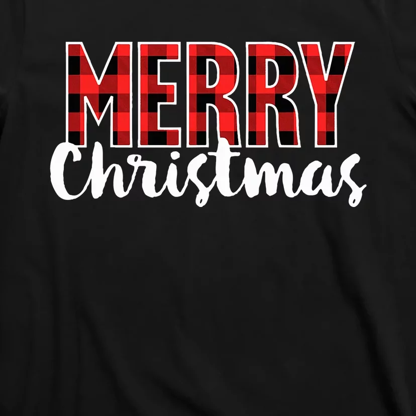 Merry Christmas  Red Buffalo Plaid Xmas T-Shirt