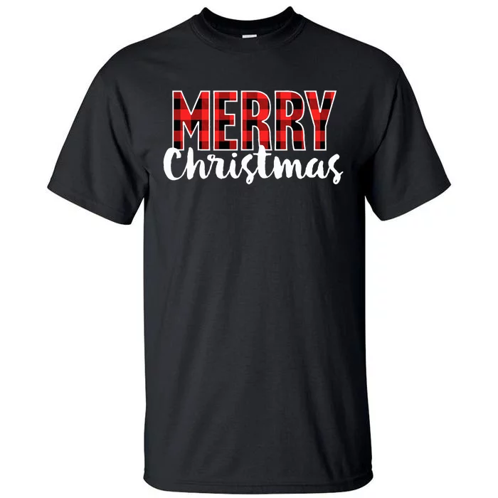 Merry Christmas  Red Buffalo Plaid Xmas Tall T-Shirt