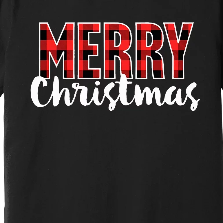 Merry Christmas  Red Buffalo Plaid Xmas Premium T-Shirt