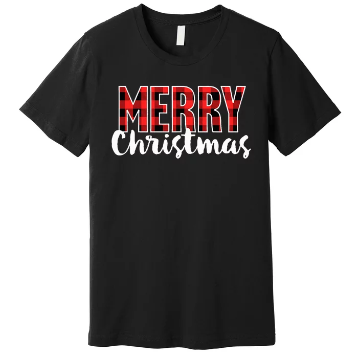 Merry Christmas  Red Buffalo Plaid Xmas Premium T-Shirt