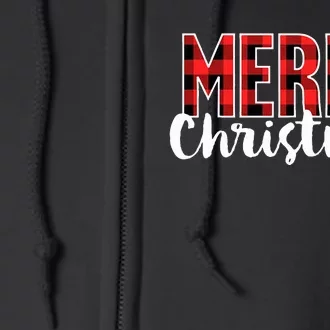 Merry Christmas  Red Buffalo Plaid Xmas Full Zip Hoodie