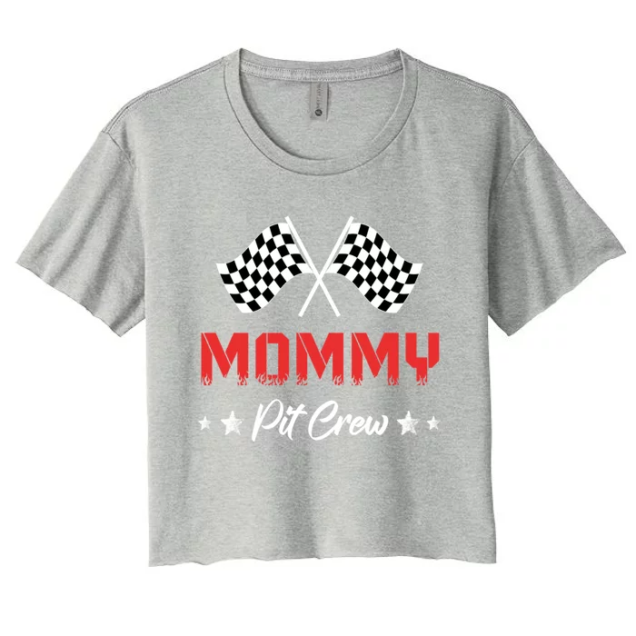 Mom Car Racing Birthday Party Family Matching Mommy Pit Crew Meaningful Gift Women's Crop Top Tee