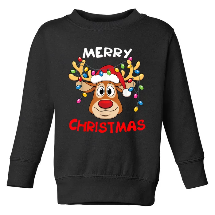 Merry Christmas Reindeer Xmas Family Toddler Sweatshirt