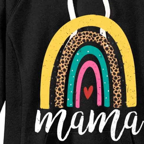 Mama Cute Retro Rainbow Distressed Inspirational Mom Gift Women's Fleece Hoodie