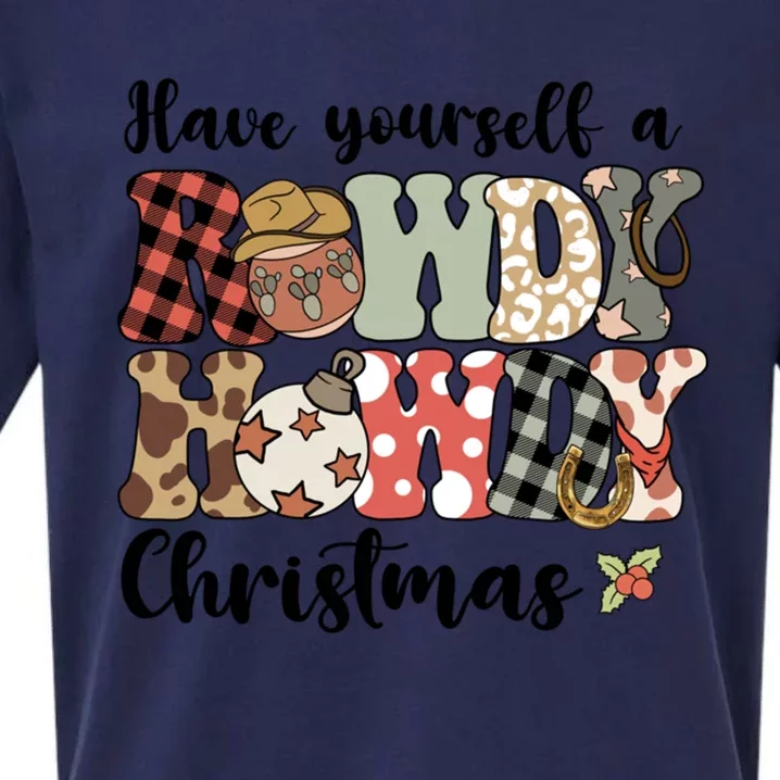 Merry Christmas Retro Xmas Have Yourself Rowdy Howdy Meaningful Gift Sueded Cloud Jersey T-Shirt