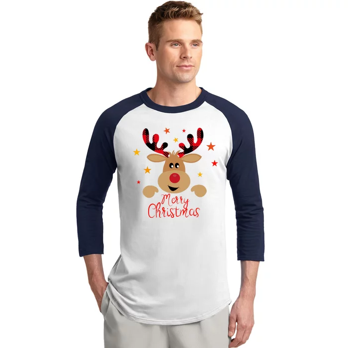 Merry Christmas Reindeer Holiday Cute Baseball Sleeve Shirt