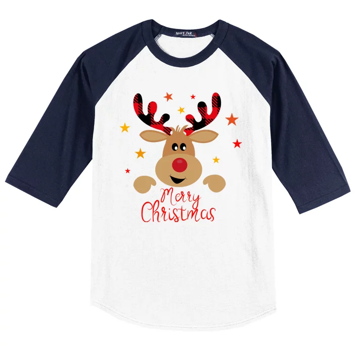 Merry Christmas Reindeer Holiday Cute Baseball Sleeve Shirt