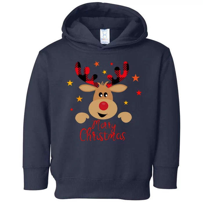 Merry Christmas Reindeer Holiday Cute Toddler Hoodie