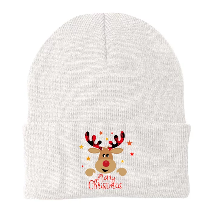 Merry Christmas Reindeer Holiday Cute Knit Cap Winter Beanie