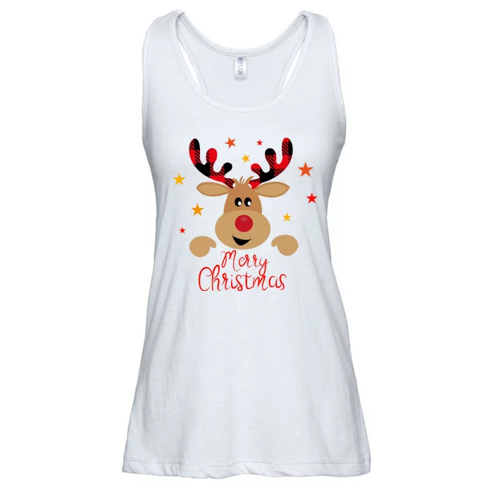 Merry Christmas Reindeer Holiday Cute Ladies Essential Flowy Tank