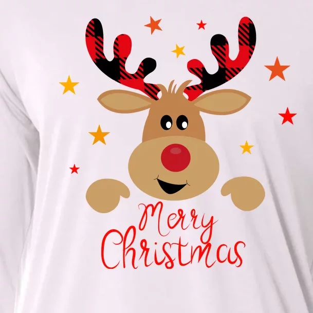 Merry Christmas Reindeer Holiday Cute Cooling Performance Long Sleeve Crew