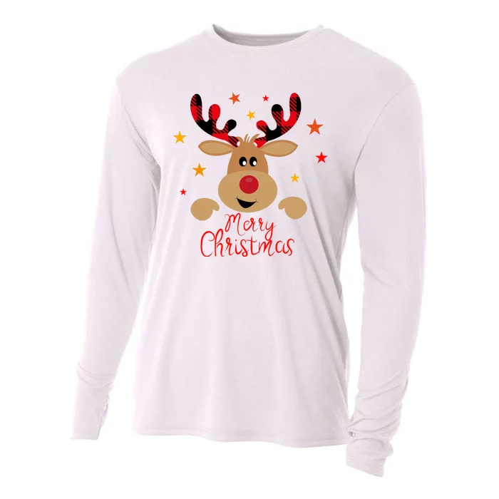 Merry Christmas Reindeer Holiday Cute Cooling Performance Long Sleeve Crew