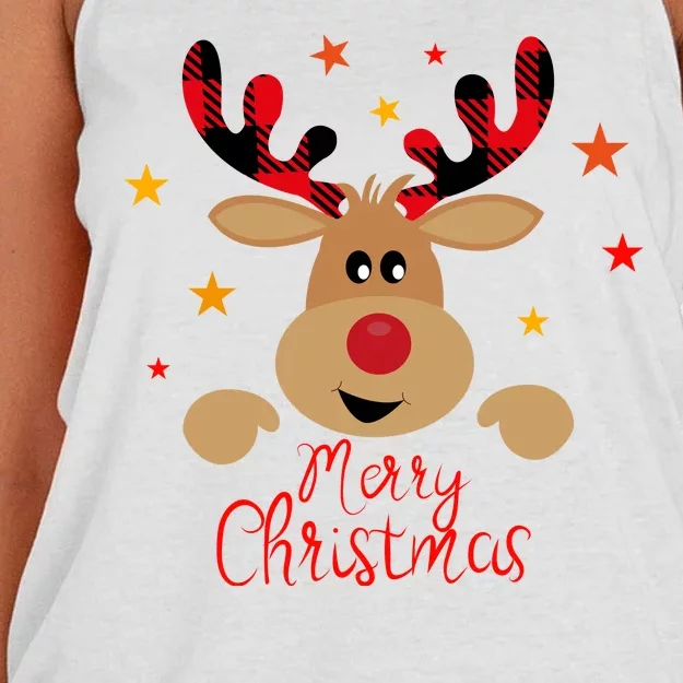 Merry Christmas Reindeer Holiday Cute Women's Knotted Racerback Tank