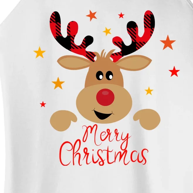 Merry Christmas Reindeer Holiday Cute Women’s Perfect Tri Rocker Tank