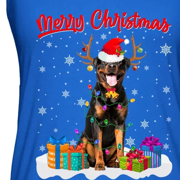 Merry Christmas Rottweiler Dog Santa Dog Xmas Gift Ladies Essential Flowy Tank