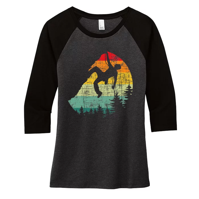 Mountain Climber Rock Climbing Bouldering Women's Tri-Blend 3/4-Sleeve Raglan Shirt