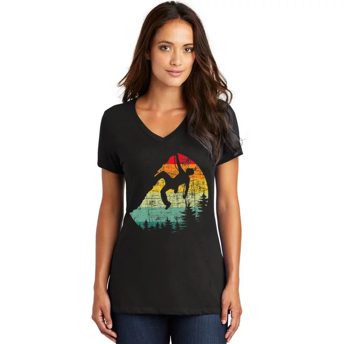 Mountain Climber Rock Climbing Bouldering Women's V-Neck T-Shirt