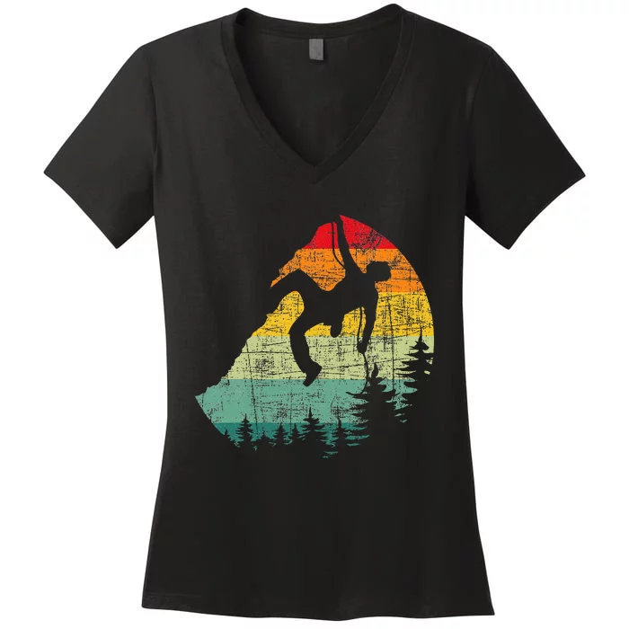 Mountain Climber Rock Climbing Bouldering Women's V-Neck T-Shirt